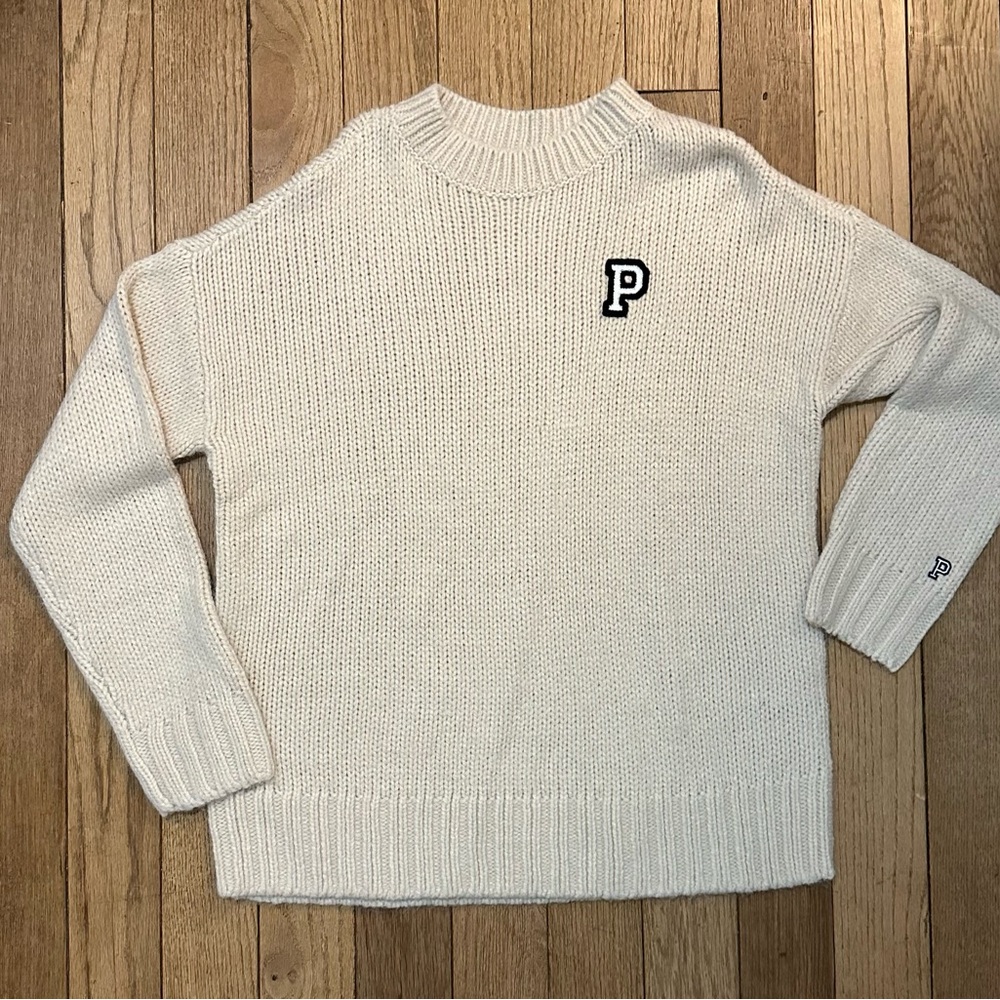 NWOT Victoria's Secret PINK Oversized Cream Knit Pullover Cozy Sweater College